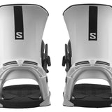 Salomon District Snowboard Bindings 2024 - White bindings with black straps and buckles.