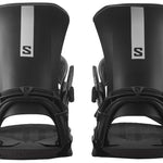 Salomon District Snowboard Binding 2022-2023 - Black bindings with a white logo on top of the left boot.
