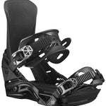 Salomon District Snowboard Binding 2022-2023 - Black snowboard bindings with silver buckles and straps.