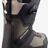 Salomon Echo Dual Boa Snowboard Boot 2023 - Black snowboard boots with a textured pattern on the side and a brown sole.