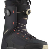 Salomon Echo Dual BOA Snowboard Boot 2024 - Black snowboard boots with a textured pattern on the toe and heel areas, featuring two round black BOA dials on each side.