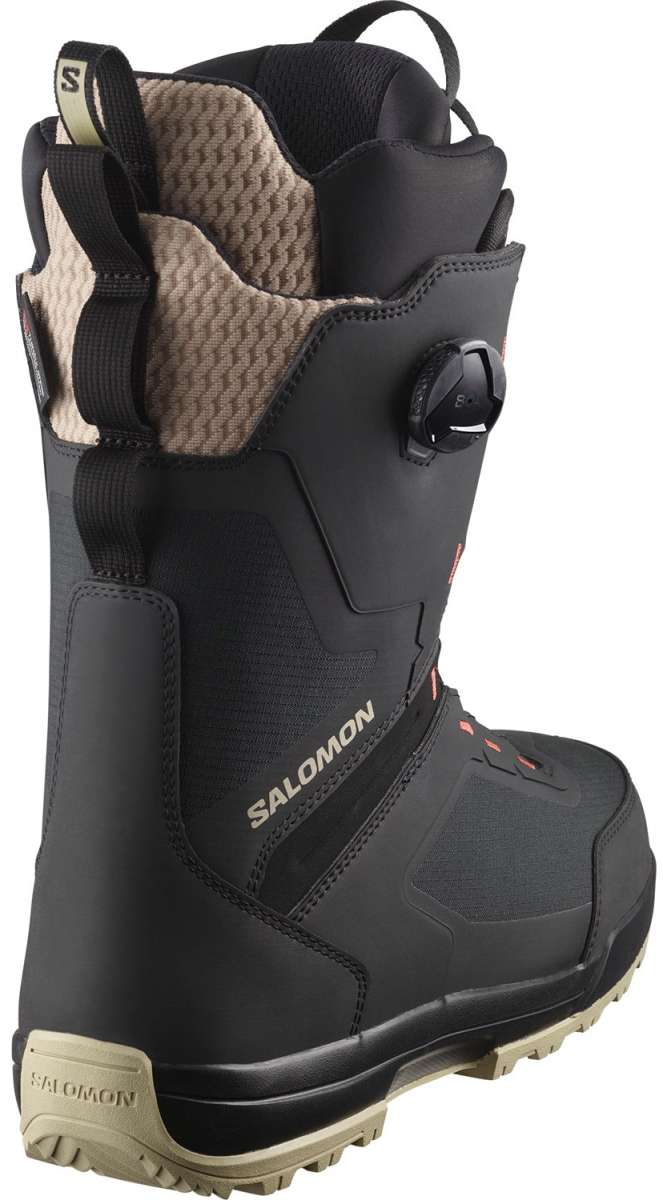 Salomon Echo Dual BOA Snowboard Boot 2024 - Black snowboard boots with a textured pattern on the side and a white logo on the tongue.