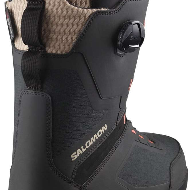Salomon Echo Dual BOA Snowboard Boot 2024 - Black snowboard boots with a textured pattern on the side and a white logo on the tongue.