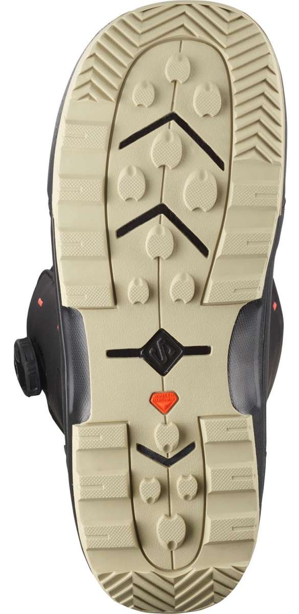 Salomon Echo Dual BOA Snowboard Boot 2024 - Black snowboard boot with a textured rubber outsole and black laces.