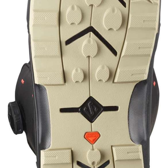 Salomon Echo Dual BOA Snowboard Boot 2024 - Black snowboard boot with a textured rubber outsole and black laces.