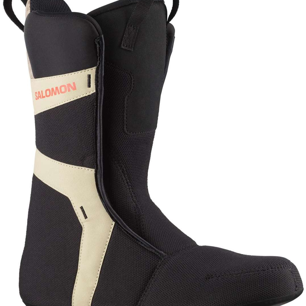 Salomon Echo Dual BOA Wide Snowboard Boots 2024 - Black boots with a white logo on the side and black laces.