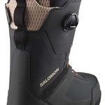 Salomon Echo Dual BOA Wide Snowboard Boots 2024 - Black snowboard boots with a textured pattern on the side and a beige logo on the tongue.