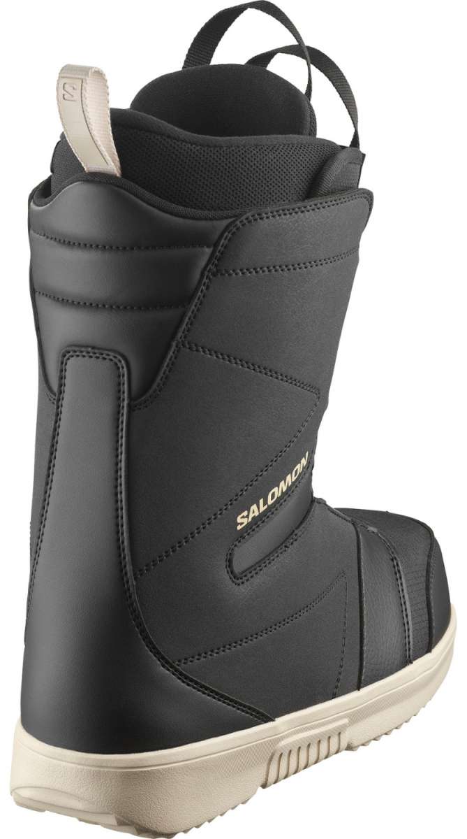 Salomon Faction BOA Snowboard Boots 2024 - A pair of black snowboard boots with a white sole and laces, featuring a BOA closure system on the side.