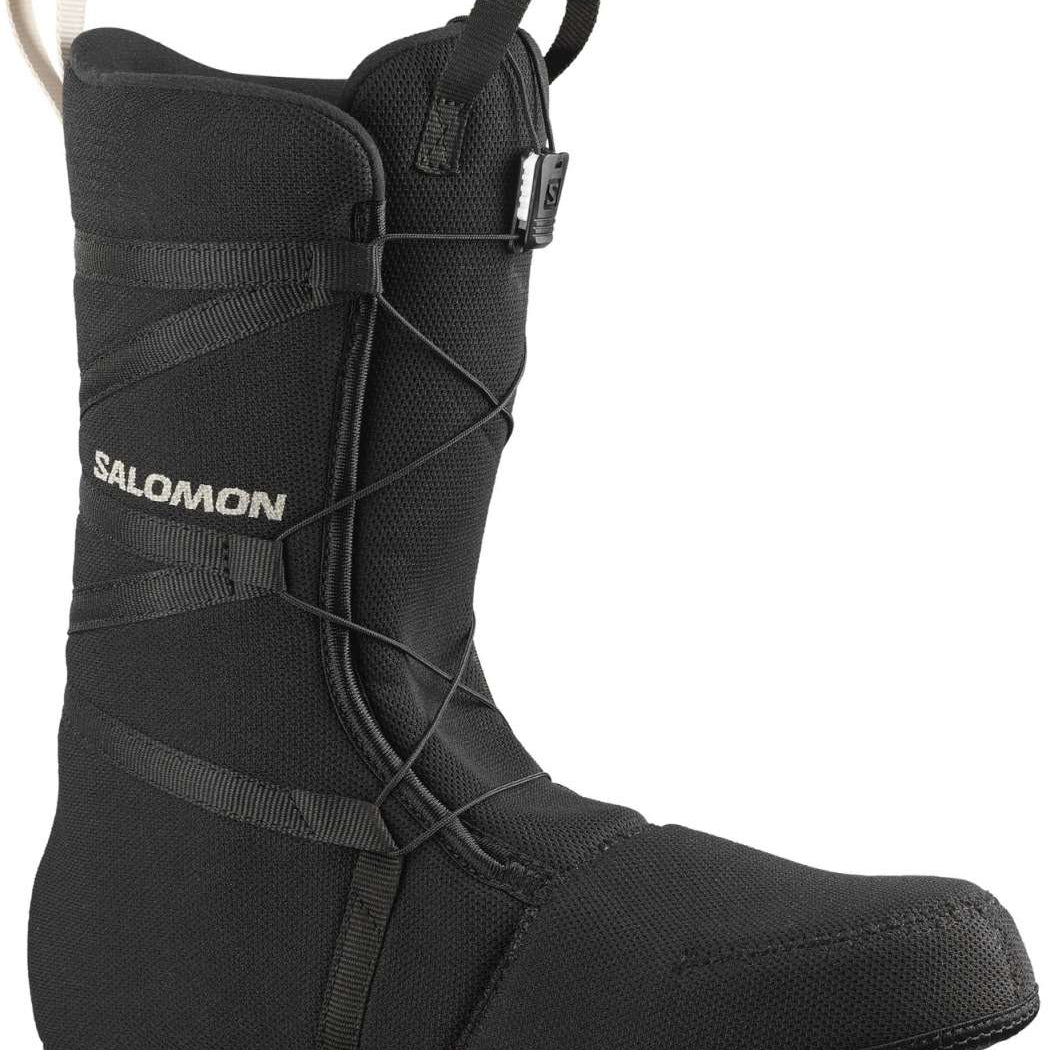 Salomon Faction BOA Snowboard Boots 2024 - Black snowboard boots with white logo on side and black laces.