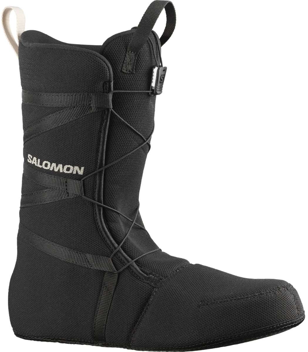 Salomon Faction BOA Snowboard Boots 2024 - Black snowboard boots with white logo on side and black laces.