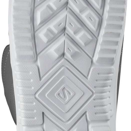 Salomon Faction BOA Snowboard Boots 2024 - White snowboard boots with a textured rubber outsole and black laces.