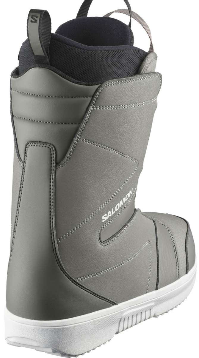 Salomon Faction BOA Snowboard Boots 2024 - A pair of snowboard boots with a gray upper and white soles, featuring a BOA closure system on the side.