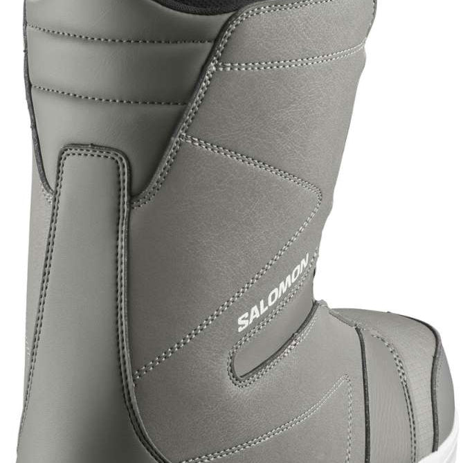 Salomon Faction BOA Snowboard Boots 2024 - A pair of snowboard boots with a gray upper and white soles, featuring a BOA closure system on the side.