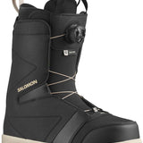 Salomon Faction BOA Snowboard Boots 2024 - Black snowboard boots with white laces and a black BOA dial on top.