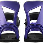 Salomon Hologram Snowboard Binding 2023 - A purple snowboard binding with a black strap and buckle.