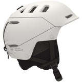 Salomon Husk Pro Helmet 2022 - A white helmet with a black chin strap and ventilation grills on top.