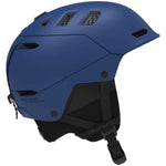 Salomon Husk Pro Helmet 2022 - A matte blue helmet with a black chin strap and ventilation grills on top.