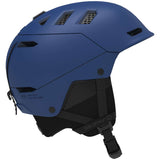 Salomon Husk Pro Helmet 2022 - A matte blue helmet with a black chin strap and ventilation grills on top.