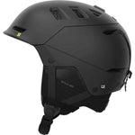 Salomon Husk Pro Helmet 2023 - Matte black helmet with ventilation holes on top and yellow logo on left side.