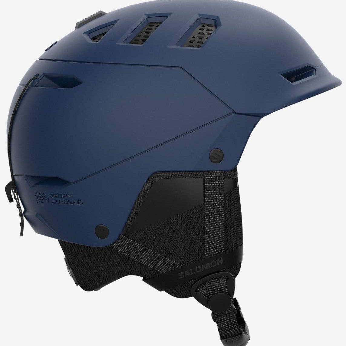 Salomon Husk Pro Helmet 2023 - A matte black helmet with a sleek, aerodynamic design and ventilation holes on top.