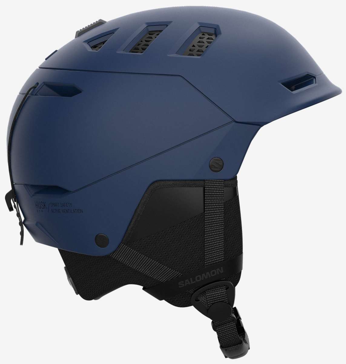 Salomon Husk Pro Helmet 2023 - A matte black helmet with a sleek, aerodynamic design and ventilation holes on top.