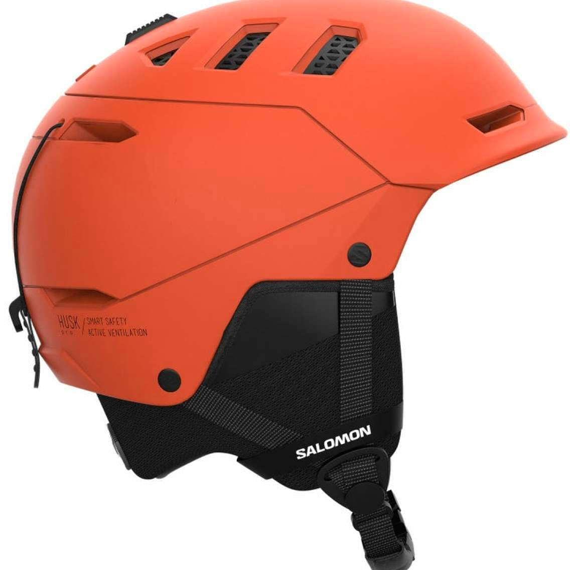 Salomon Husk Pro Helmet 2023 - A matte black helmet with a sleek, aerodynamic design and ventilation holes on top.