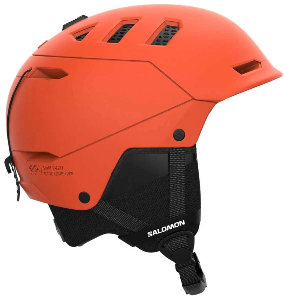 Salomon Husk Pro Helmet 2023 - A matte black helmet with a sleek, aerodynamic design and ventilation holes on top.