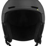 Salomon Husk Pro Helmet 2023 - A matte black helmet with a sleek, aerodynamic design and ventilation holes on top.