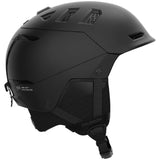 Salomon Husk Pro MIPS Helmet 2023 - A matte black helmet with a sleek, aerodynamic design and ventilation holes on top.