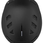 Salomon Husk Pro MIPS Helmet 2023 - A matte black helmet with a sleek, aerodynamic design and ventilation grills on top.