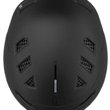 Salomon Husk Pro MIPS Helmet 2023 - A matte black helmet with a sleek, aerodynamic design and ventilation grills on top.