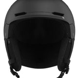 Salomon Husk Pro MIPS Helmet 2023 - A matte black helmet with a sleek, aerodynamic design and ventilation holes on top.