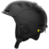 Salomon Husk Pro MIPS Helmet 2023 - A matte black helmet with a sleek, aerodynamic design and ventilation holes on top.
