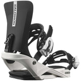 Salomon Junior's Rhythm Bindings 2024 - Black bindings with silver buckles and straps on a white background.