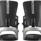 Salomon Junior's Rhythm Bindings 2024 - Black bindings with white accents and silver screws on a light gray background.