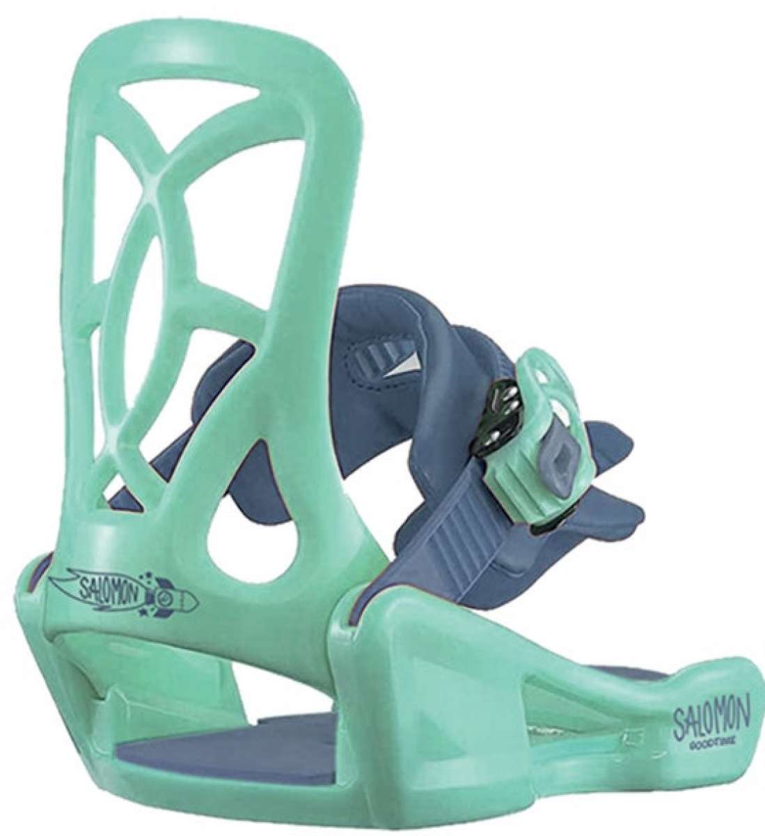 Salomon Junior's Team Snowboard Package 2024 - A pair of snowboard bindings with a sleek, modern design and a predominantly black color scheme.