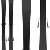 Salomon Junior's QST System Ski With L6 Ski Bindings 2024 - A pair of black skis with silver bindings and a white background.