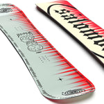 Salomon Junior's Sleepwalker Grom Snowboard 2024 - A snowboard with a light blue base and red stripes along the edges.