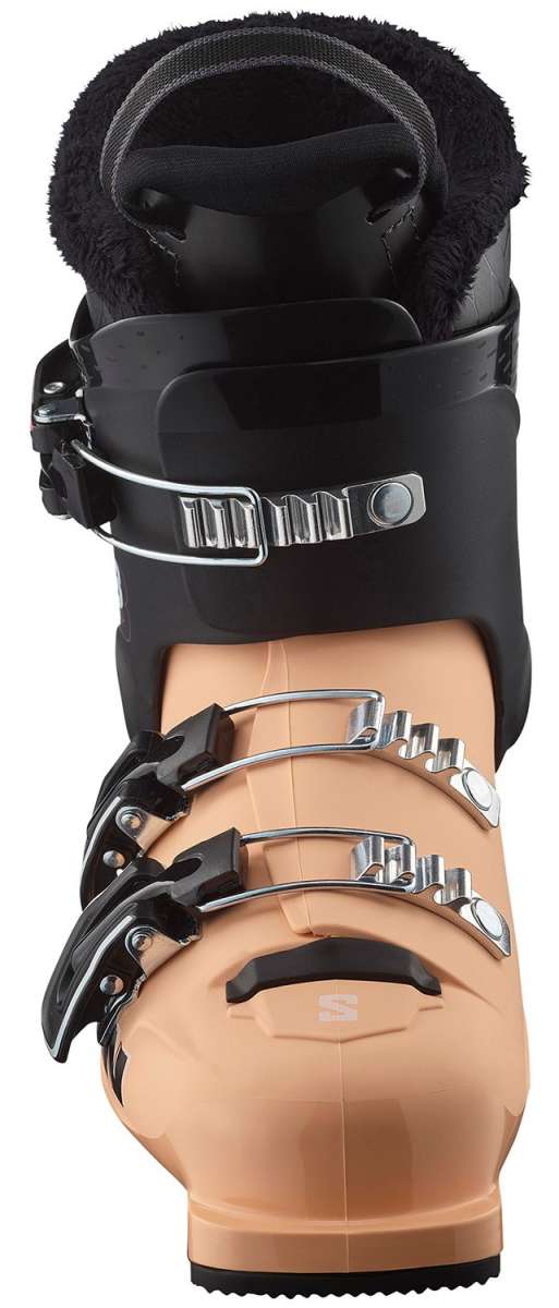 Salomon Junior's T2 RT Ski Boots 2026 - Black ski boots with silver buckles and straps.