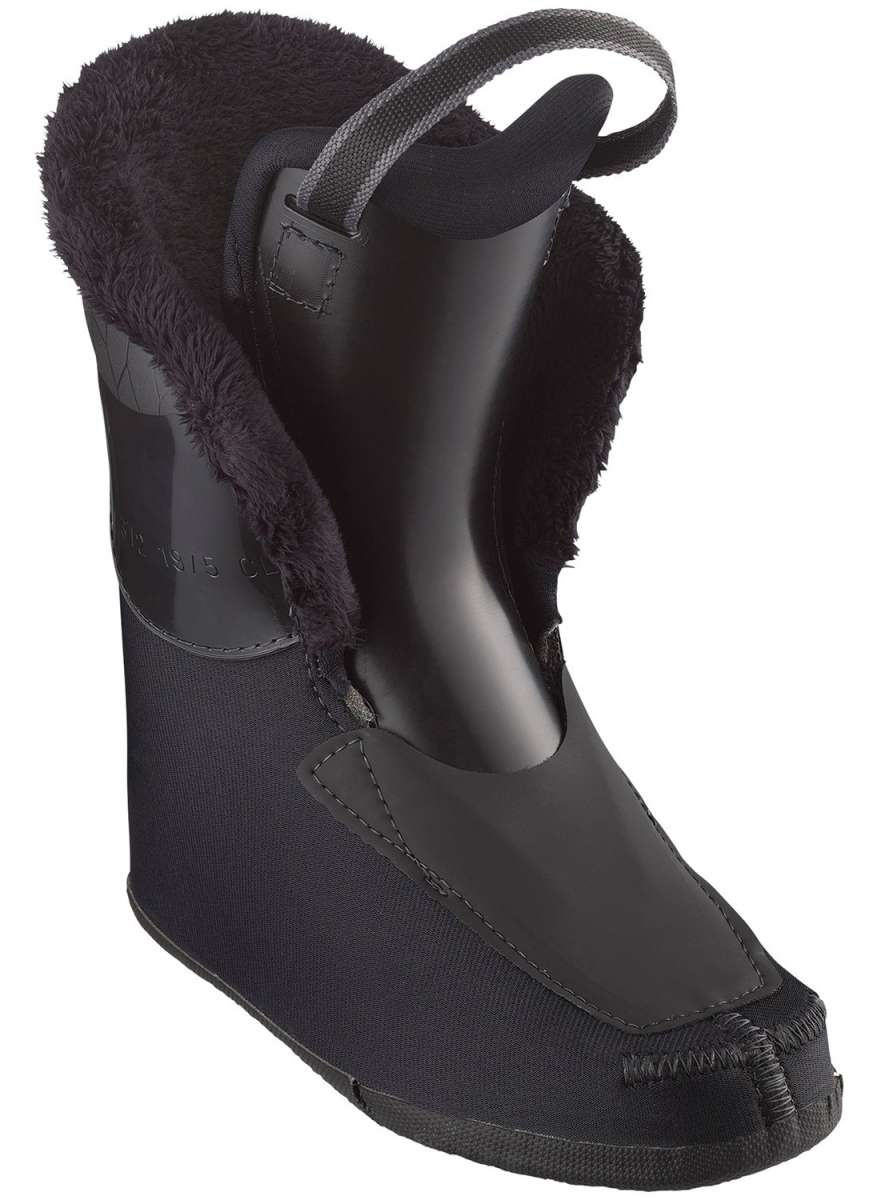 Salomon Junior's T2 RT Ski Boots 2026 - Black ski boots with a shiny, smooth surface and a textured rubber sole.