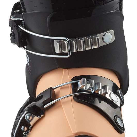 Salomon Junior's T3 RT Ski Boots 2024 - Black ski boots with silver buckles and straps.