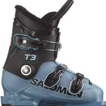 Salomon Junior's T3 RT Ski Boots 2024 - Black ski boots with a textured pattern on the side and silver buckles.