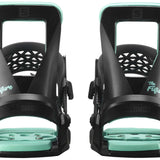 Salomon Junior's The Future Snowboard Binding 2023 - A black snowboard binding with a mint green logo and accents on the straps.