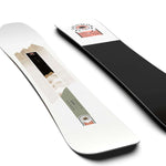 Salomon Women's Bliss Snowboard 2024 - A white snowboard with a black stripe down the middle and a pink logo at the top.