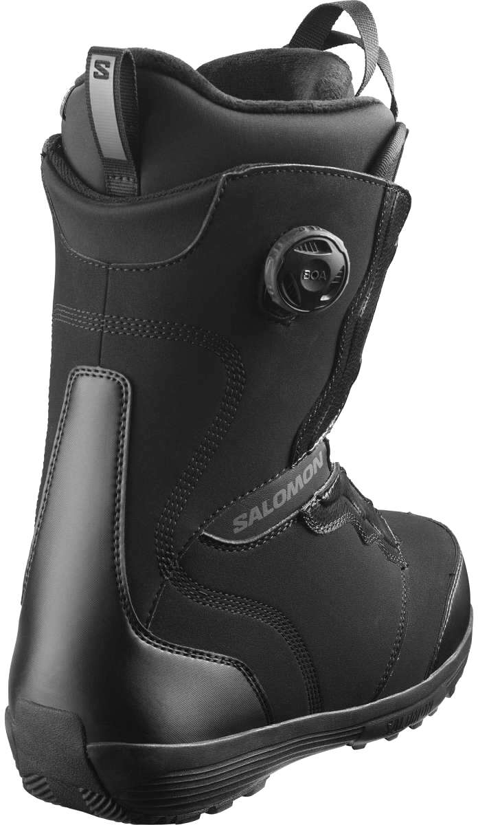 Salomon Women's Ivy BOA SJ Snowboard Boot 2023 - Black snowboard boots with a sleek, modern design and silver BOA lacing system.