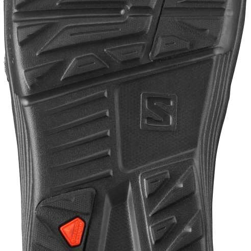 Salomon Women's Ivy BOA SJ Snowboard Boot 2023 - Black snowboard boot with a textured pattern on the sole and heel.