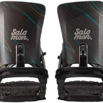 Salomon Women's Nesta Snowboard Binding 2023 - A black snowboard binding with a white logo and teal accents on the straps.