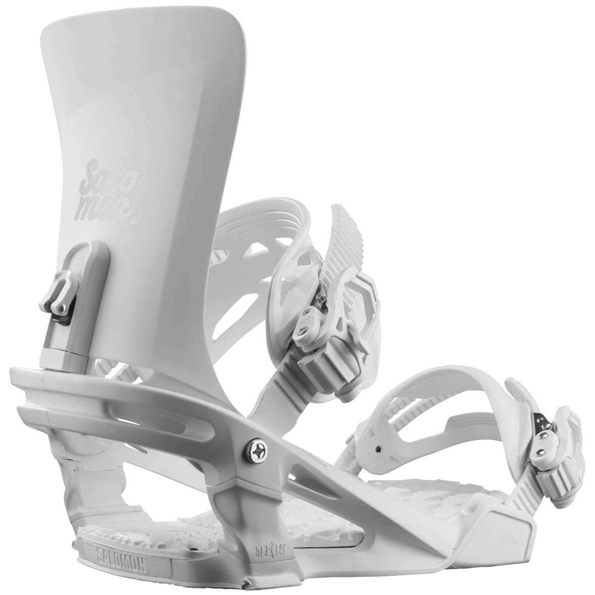 Salomon Women's Nesta Snowboard Binding 2023 - A light gray snowboard binding with a textured footbed and silver buckles.