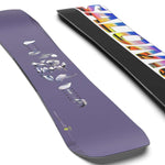 Salomon Women's No Drama Snowboard 2024 - A purple snowboard with a white logo and silver accents on top of it.