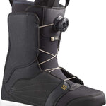 Salomon Ladies Pearl BOA Snowboard Boot 2023 - A black snowboard boot with a textured pattern on the toe and heel areas, featuring a white sole and laces.
